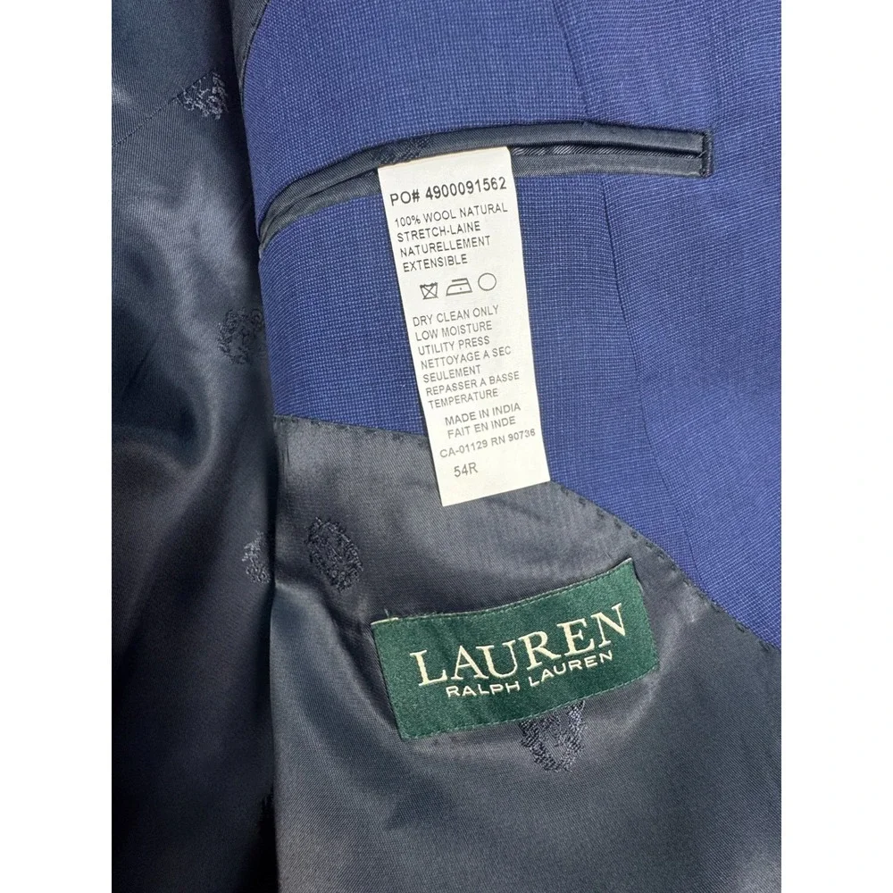 Lauren Ralph Lauren Mens 54R Blue Wool Blazer Jacket Notch Lapel 2-Button